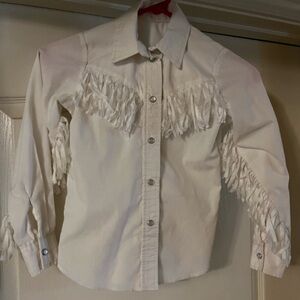 Homemade western shirt with fringe, size 6-7.